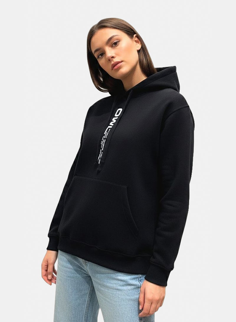 OWL UNISEX HOODIE OWL PRINTED  BLACK - Image 4